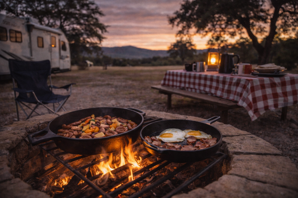 Campfire cooking Texas Hill Country